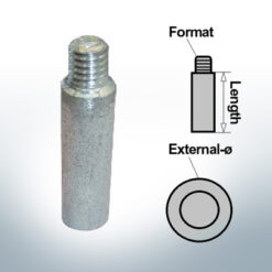 Pin anodico M8 Ø13/L65 (zinco) | 9157