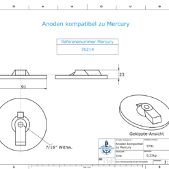 Set di anodi compatibile con Mercury 135-200 hp | zinco | set di anodi 13 - immagine 3