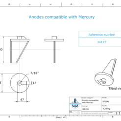 Anodi compatibili con Mercury | Anodo di rifinitura lungo 34127 (AlZn5In)| 9705AL - immagine 2
