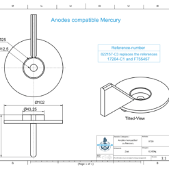 Anodi compatibili con Mercury | Anodo di rifinitura-à partir de | 822157-C3 | (Zinco) | 9720 - immagine 2