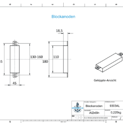 Anodi a blocco e a corpo Quadrato con linguetta in alluminio | L110 | (AlZn5In) | 9303AL_AL - immagine 2