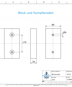 Block- and Ribbon-Anodes Block L230/170 (Zinc) | 9319