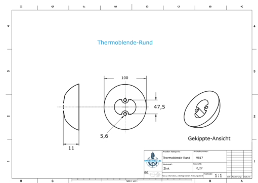 Thermocover round Ø100 mm (AlZn5In) | 9817AL