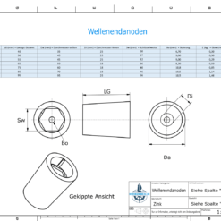 Shaftend-Anodes with hexagon socket SW56 (Zinc) | 9460