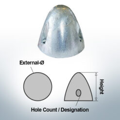 Three-Hole-Caps Ø50/H65 (Zinc) | 9406