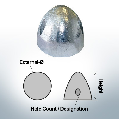 Three-Hole-Caps | Prowell Sailprop 160 Ø115/H95 (AlZn5In) | 9411AL
