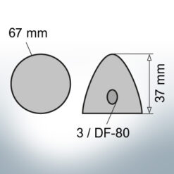 Three-Hole-Caps | suitable for DF-80 Ø67/H37 (AlZn5In) | 9414