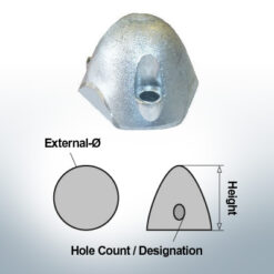 Three-Hole-Caps | suitable for Foldprop Engl. Ø55/H45 (Zinc) | 9457