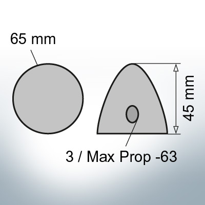 Three-Hole-Caps | Max Prop -63 Ø65/H45 (AlZn5In) | 9600AL