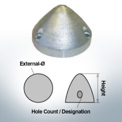 Three-Hole-Caps | Max Prop AN70 Ø74/H45 (Zinc) | 9607