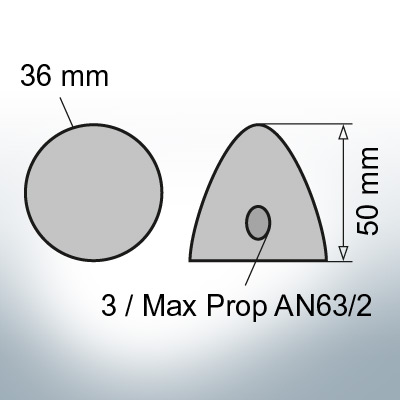 Two-Hole-Caps | Max Prop AN63/2 Ø36/H50 (Zinc) | 9609