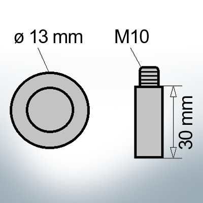 Bolt-Anodes M10 Ø13/L30 (Zinc) | 9106