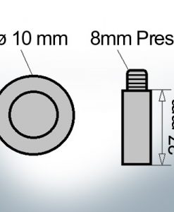 Bolt-Anodes 8mm Press Ø10/L27 (AlZn5In) | 9116AL