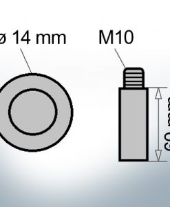 Bolt-Anodes M10 Ø14/L60 (AlZn5In) | 9123AL