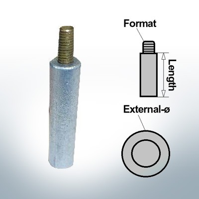 Anodi a spillo 5 mm perno Ø10/L20 (AlZn5In) | 9144AL