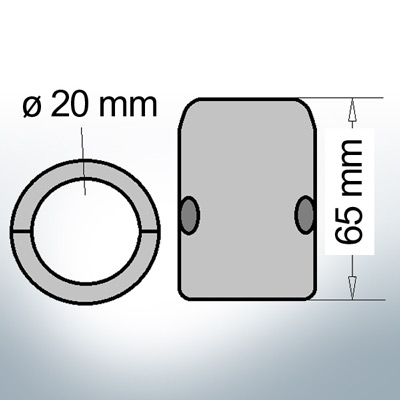 Shaft-Anode with metric inner diameter 20 mm (AlZn5In) | 9001AL