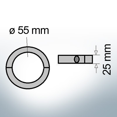 Shaft-Anode-Rings with metric inner diameter 55 mm (Zinc) | 9038