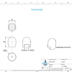 Tappo anodo M18x2,5 (ISO) corto (AlZn5In) | 9247AL - immagine 2