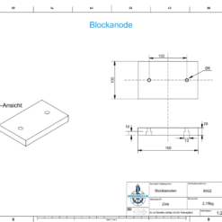 Anodi a blocco e a fusto | 160x100x20 | Lo100 (zinco) | 9362 - immagine 2