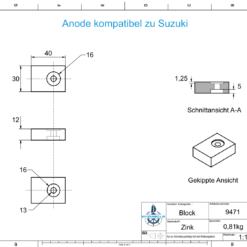 Anodi compatibili con Suzuki | 40-115 hp | Ref: 55320-95310 | Zinco | 9471 - immagine 2