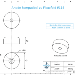 Anodo compatibile con Flexofold | 2 pezzi | Ø31x13 | AlZn5In | Piccolo | Rif. #114 | 9429AL - immagine 2