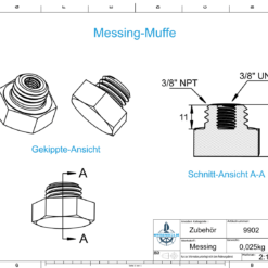 Anodo a spillo e parte in ottone 3/8'' NPT | Ø12/L40 (AlZn5In) | Caterpillar-Ref: 105627 & 6L2280 | 9158AL_M - immagine 3
